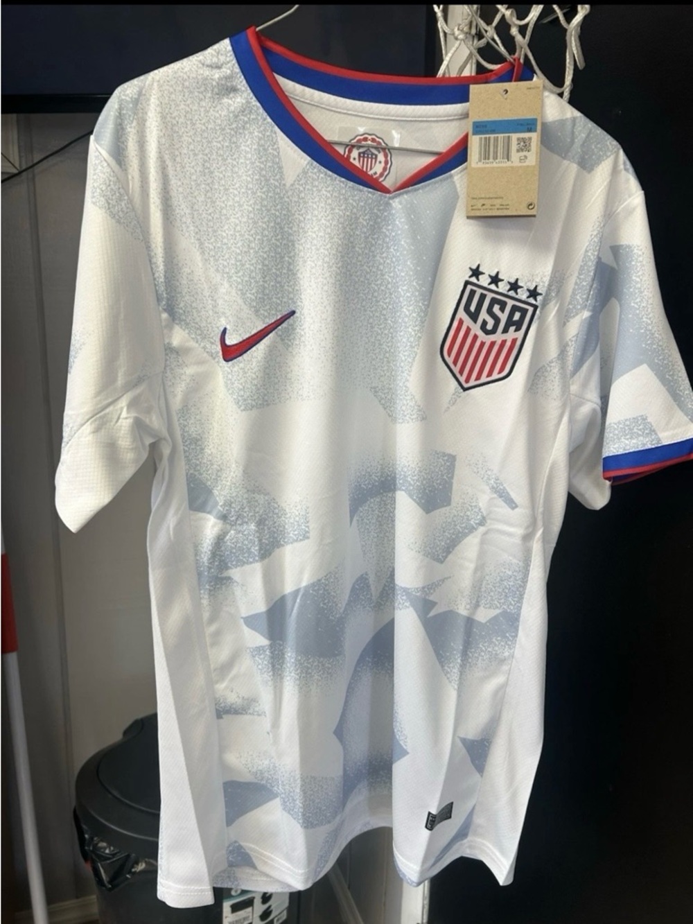 Nike White USA Soccer Jersey with Red & Blue Trim - Picture 5 of 10